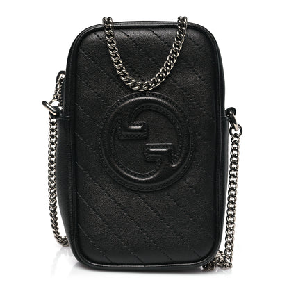 Gucci Sakai Be Green Calfskin Diagonal Stitched Mini Blondie Vertical Shoulder Bag Black 1 of 10