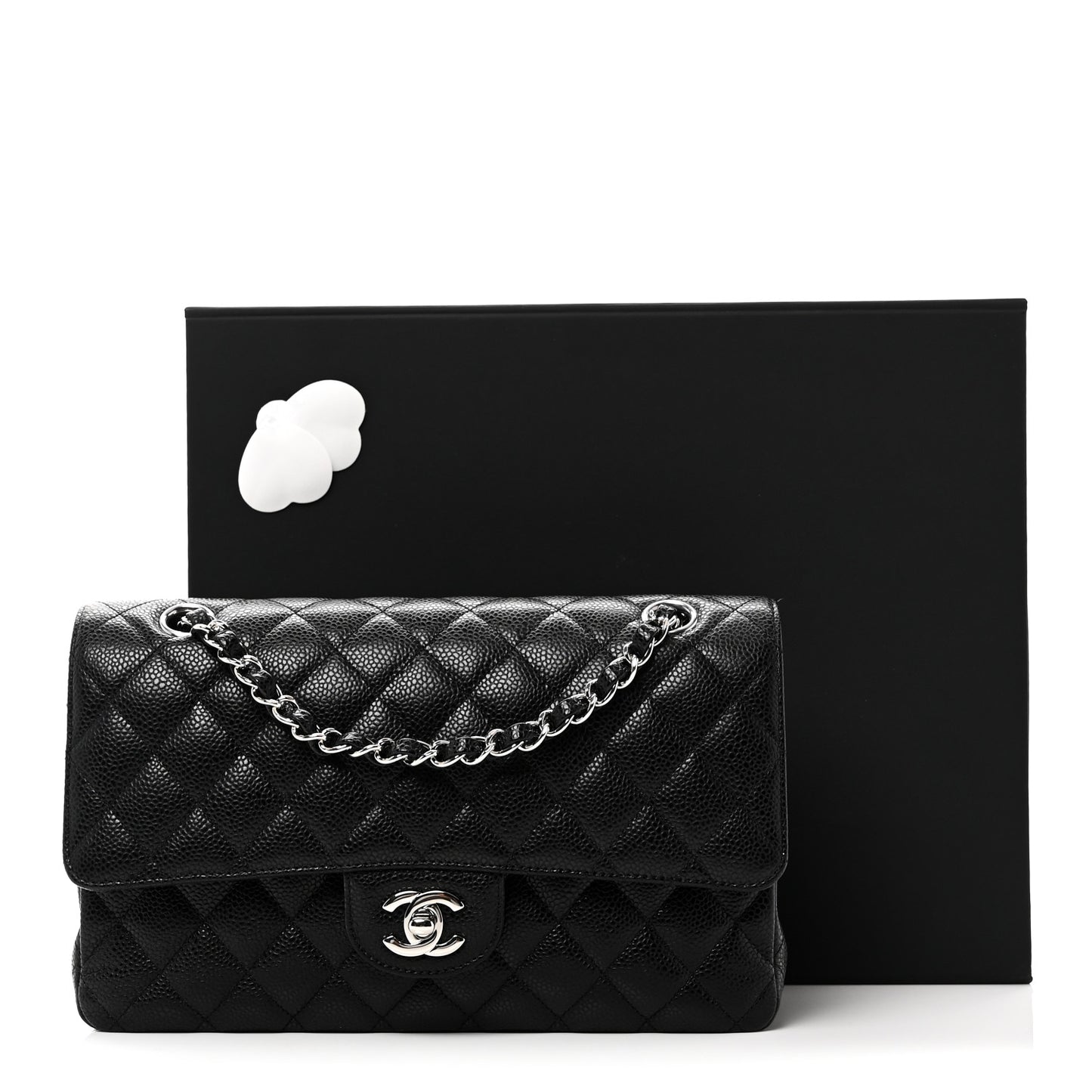 Caviar Quilted Medium Double Flap Black