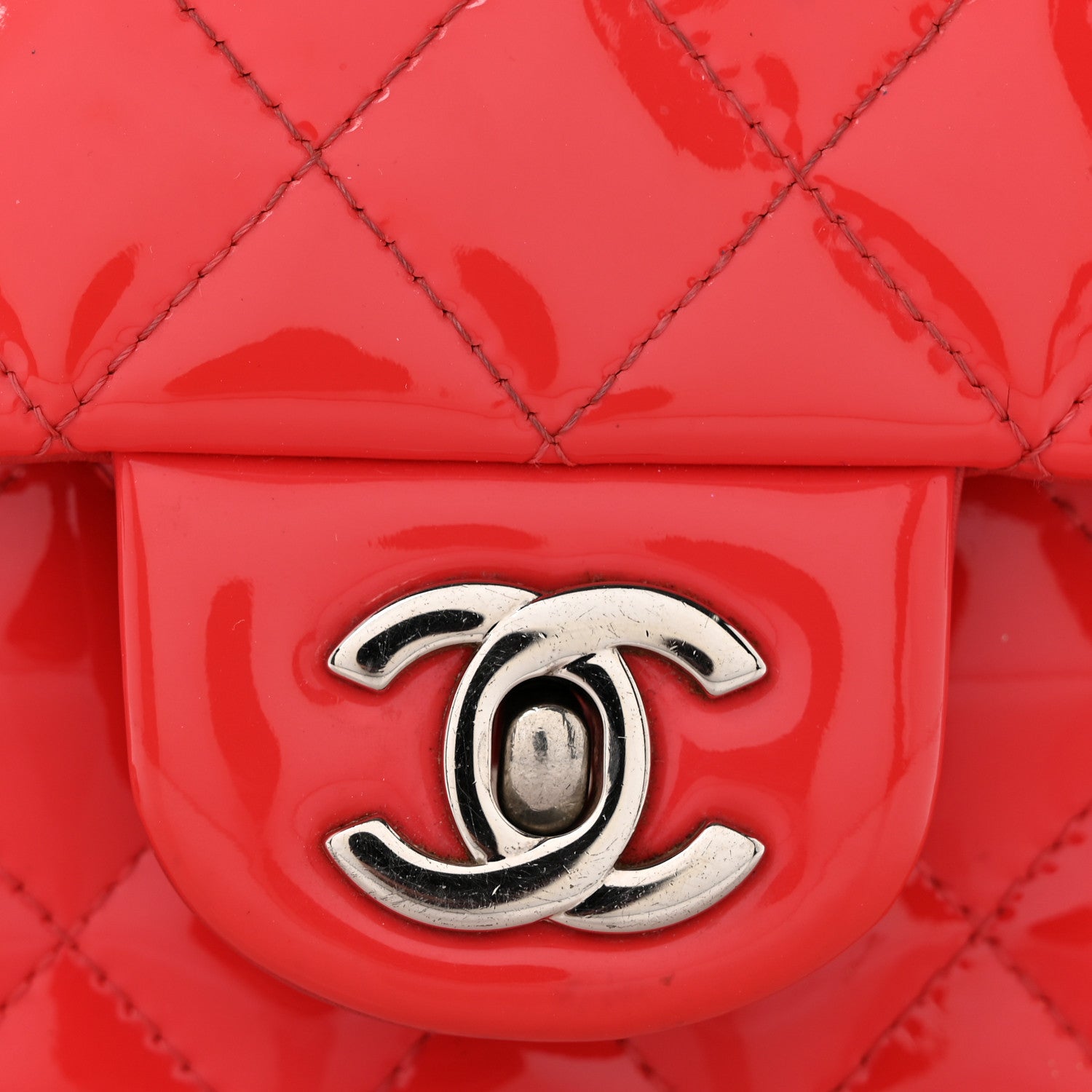 Chanel Patent Calfskin Quilted Mini Rectangular Flap Coral 12 of 13