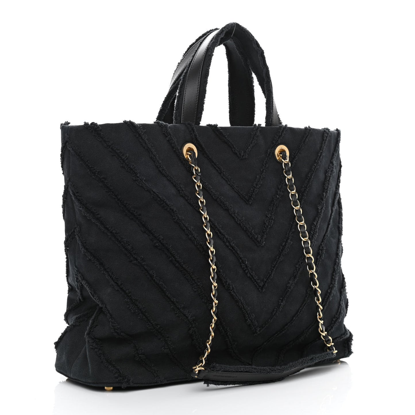 Canvas Chevron Cuba Patchwork Shopper Tote Black