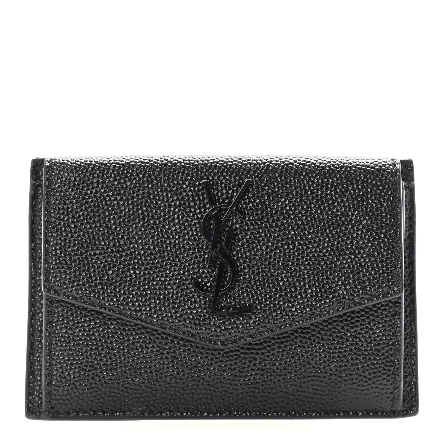 Saint Laurent Grain de Poudre Uptown Card Holder Black 1 of 7