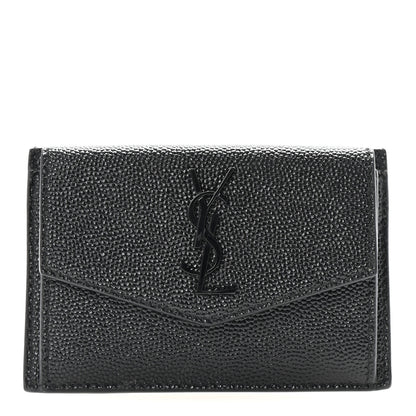 Saint Laurent Grain de Poudre Uptown Card Holder Black 1 of 7