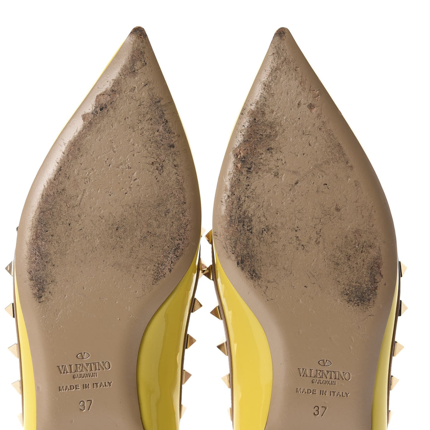 Patent Rockstud Ballerina Flats 37 Naples Yellow Poudre