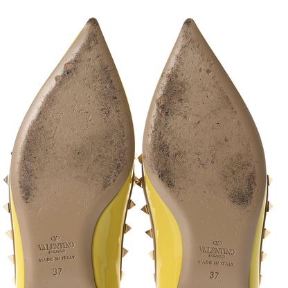 Valentino Garavani Patent Rockstud Ballerina Flats 37 Naples Yellow Poudre 8 of 15
