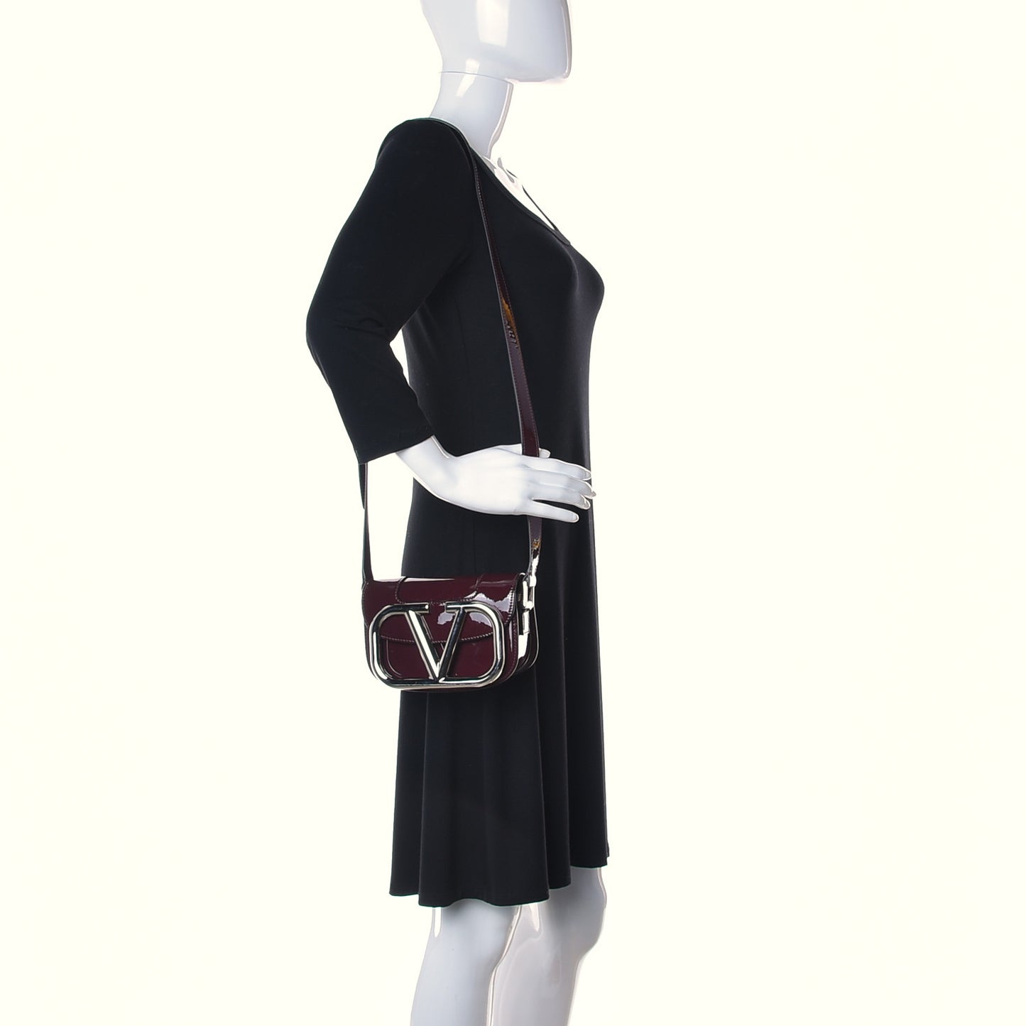 Patent Small Supervee Crossbody Bag Rubin