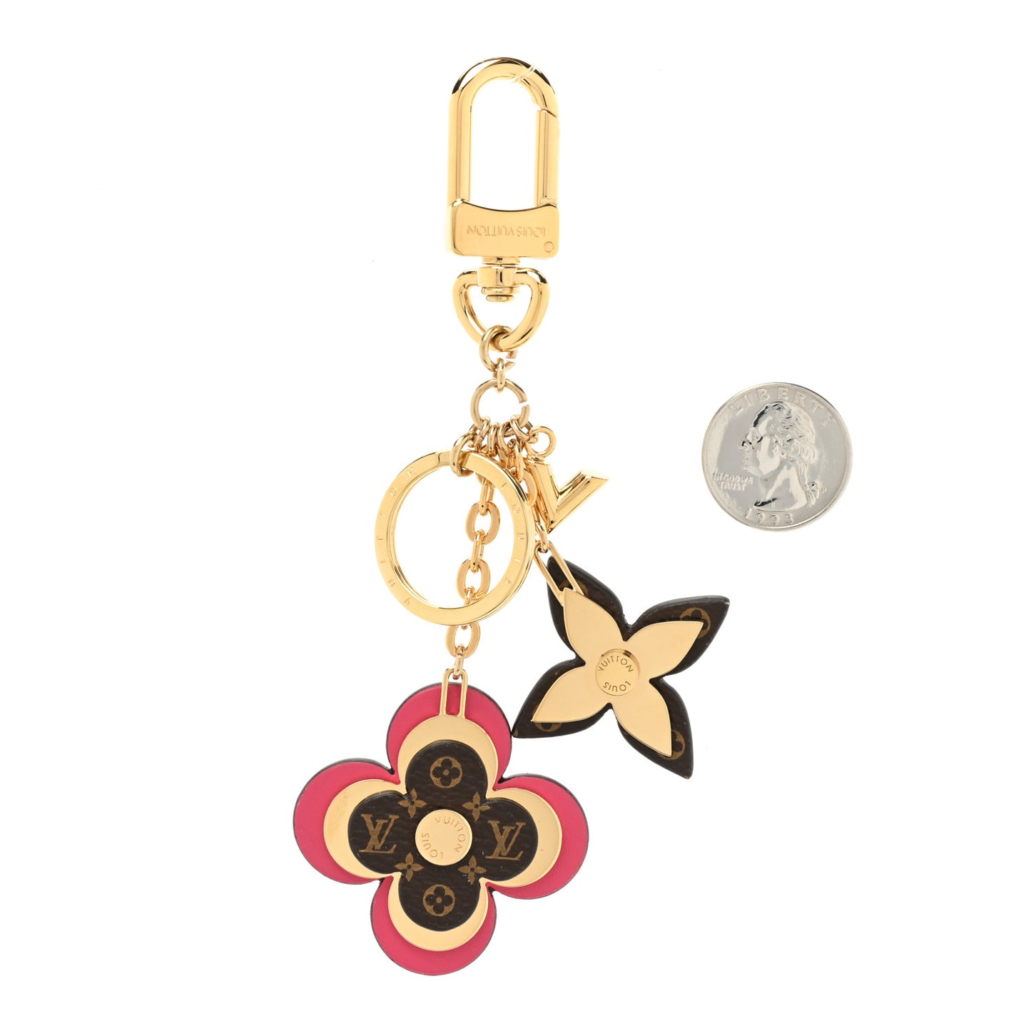Monogram Blooming Flowers Bag Charm Key Holder Brown