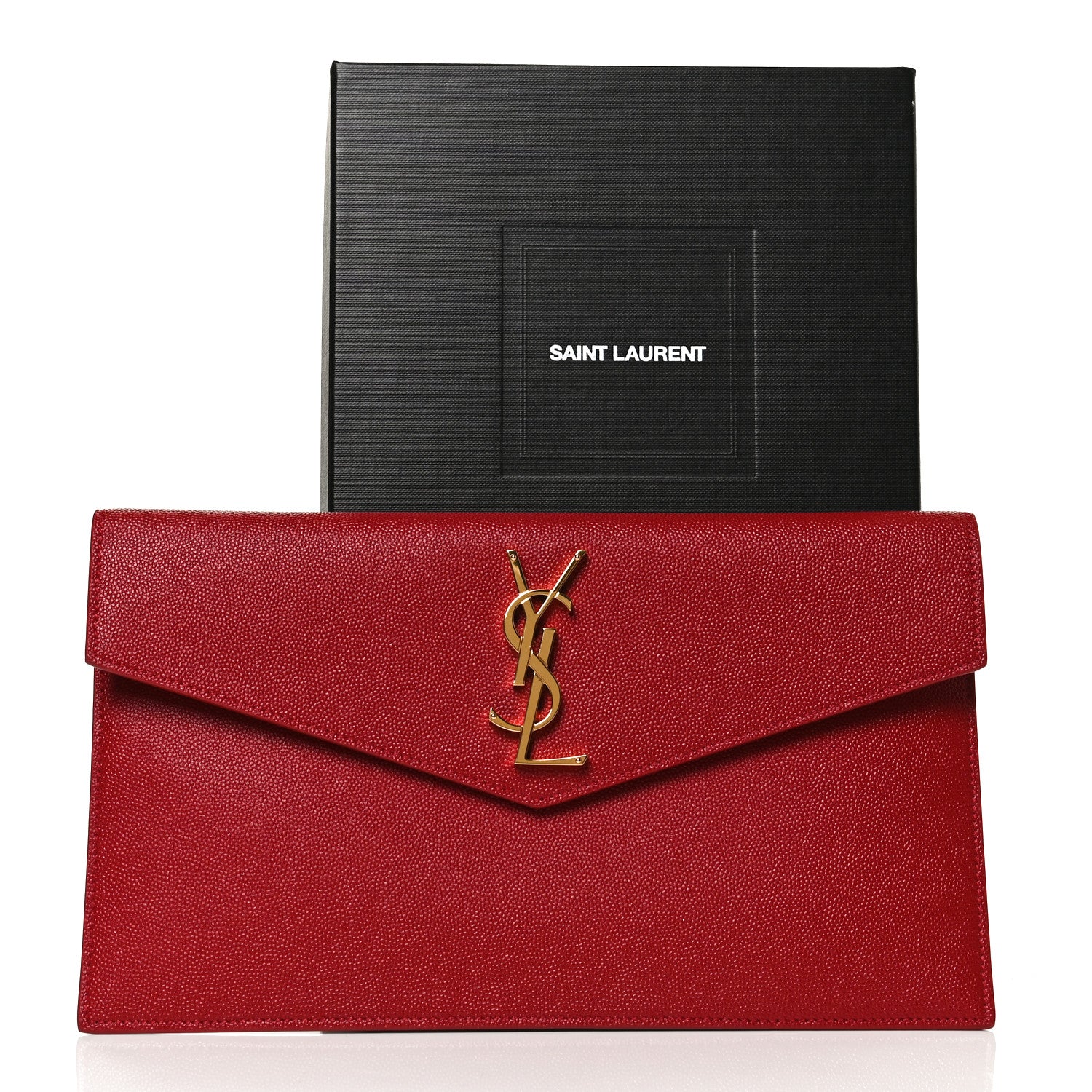 Saint Laurent Grain De Poudre Uptown Pouch Red 7 of 7