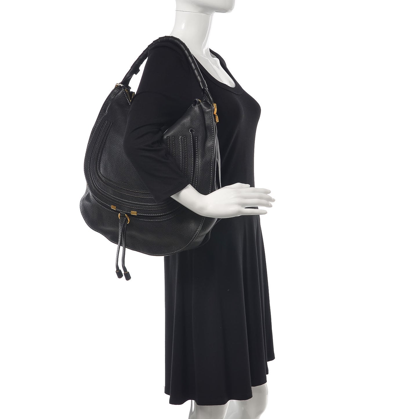 Calfskin Large Marcie Hobo Black