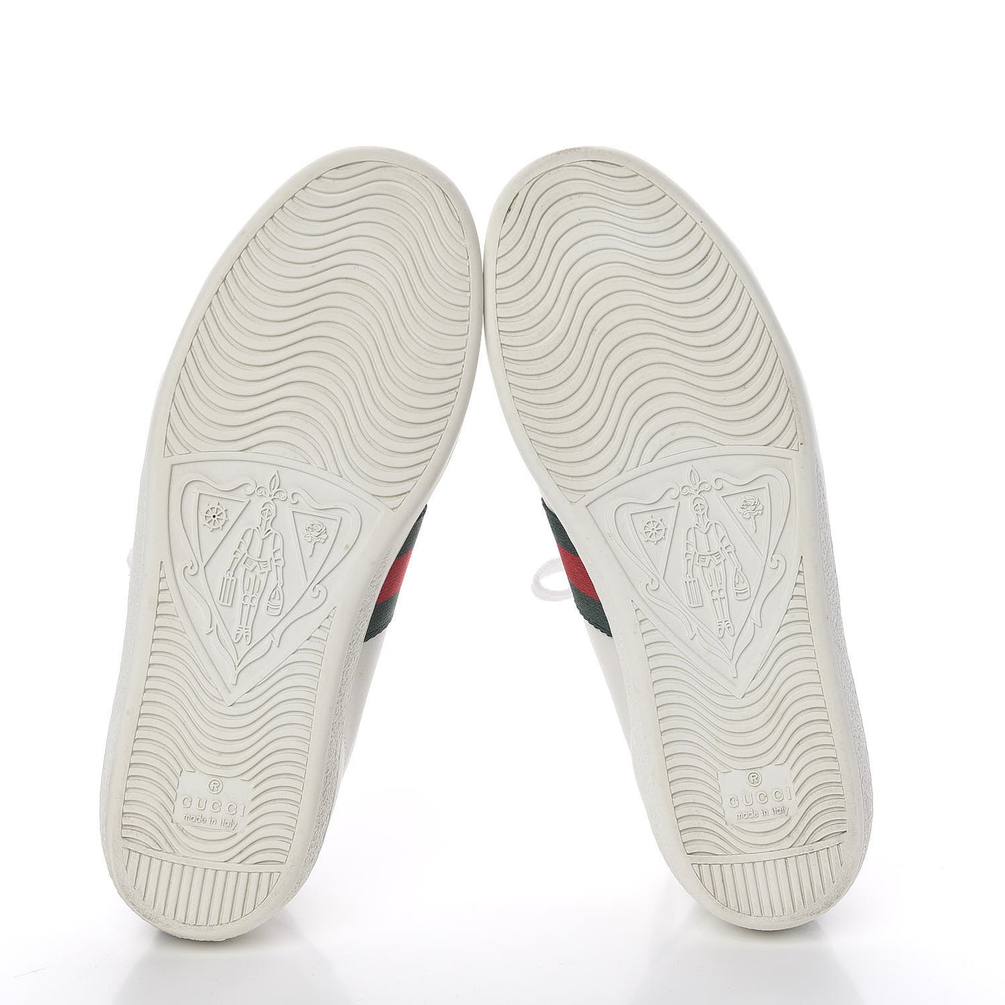 Calfskin Crocodile Web Womens Ace Sneakers 37 White Green