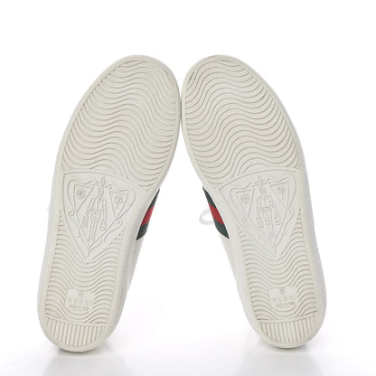 Gucci Calfskin Crocodile Web Womens Ace Sneakers 37 White Green 9 of 18