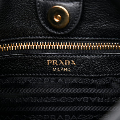 Prada Vitello Daino Hobo Messenger Bag Black 5 of 6