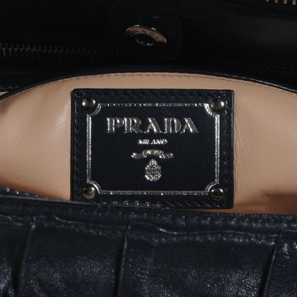 Prada Nappa Leather Double Zip Gaufre Tote BL0743 Navy 6 of 8