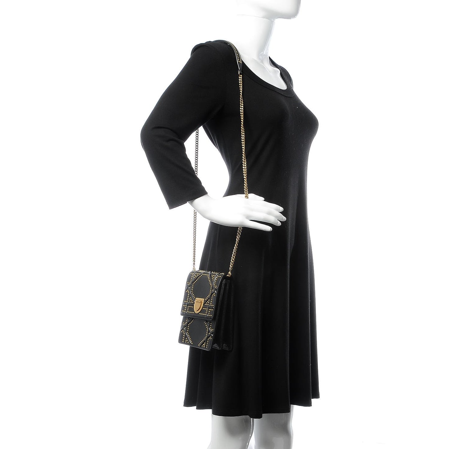 Lambskin Studded Vertical Diorama Black
