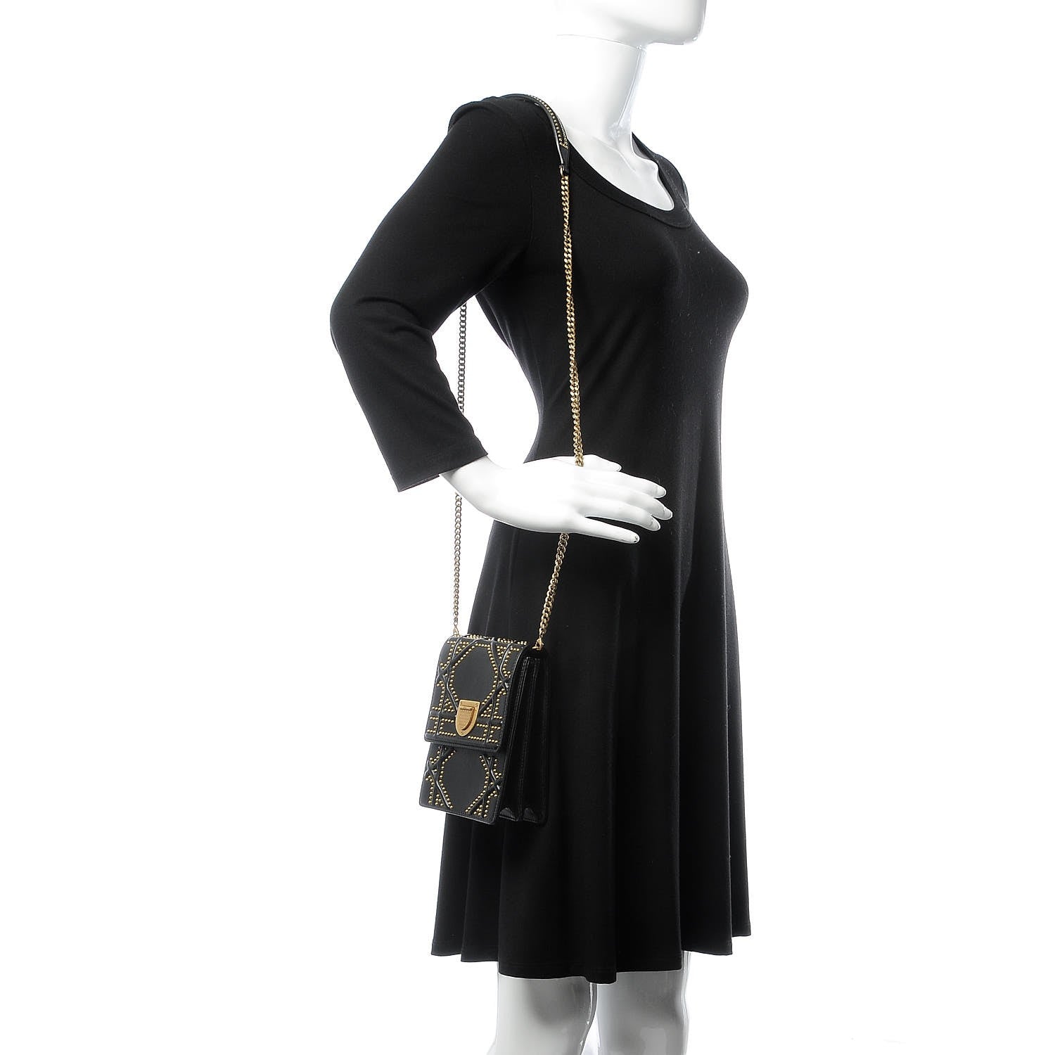 Christian Dior Lambskin Studded Vertical Diorama Black 2 of 7
