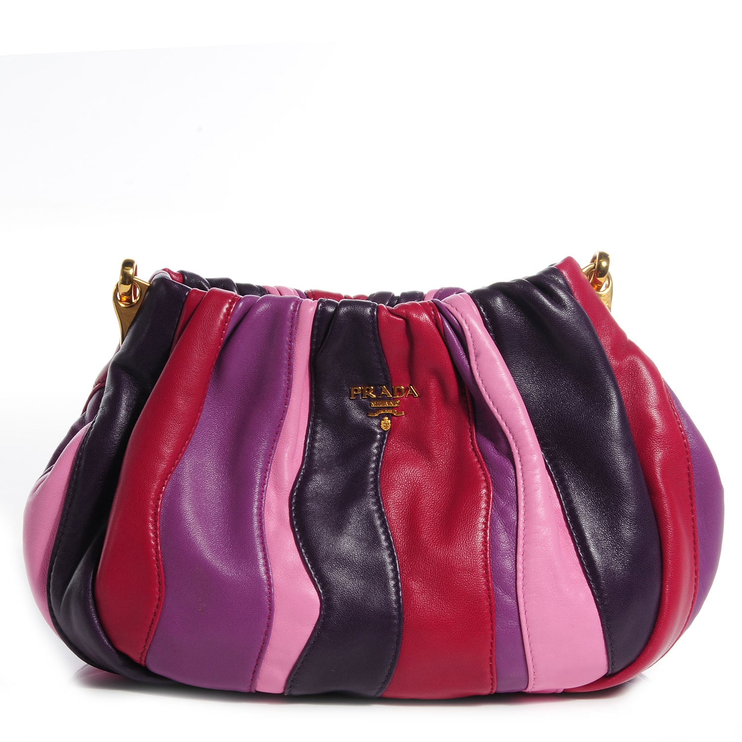 Prada Nappa Trembled Blossoms Stripes Crossbody Ibisco Viola 1 of 9