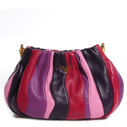 Prada Nappa Trembled Blossoms Stripes Crossbody Ibisco Viola 1 of 9