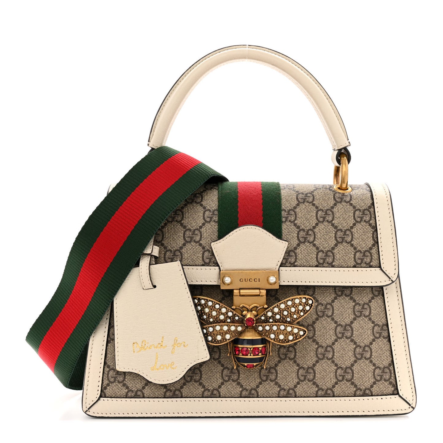 GG Supreme Monogram Small Queen Margaret Top Handle Bag White