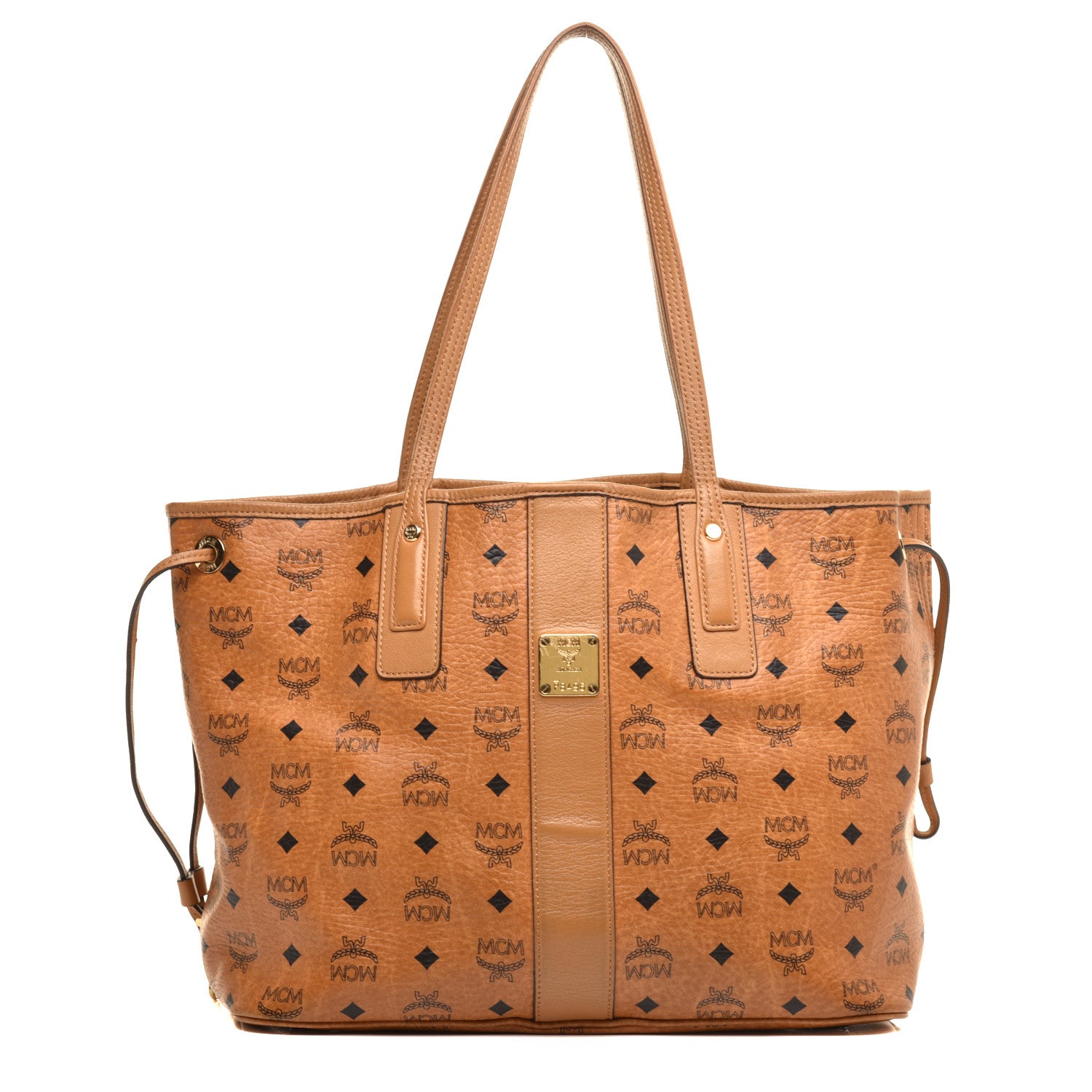MCM Visetos Medium Liz Reversible Shopper Tote Cognac 1 of 16