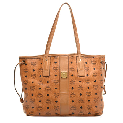 MCM Visetos Medium Liz Reversible Shopper Tote Cognac 1 of 16