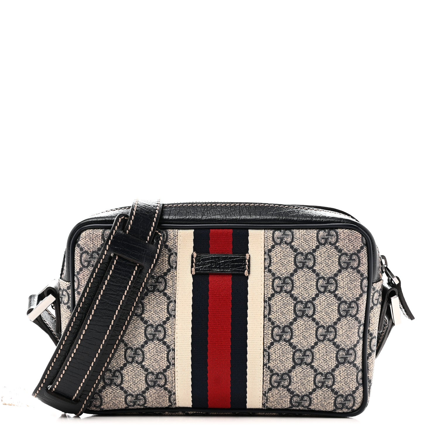 Gucci GG Supreme Monogram Web Small Shoulder Bag Navy 1 of 10