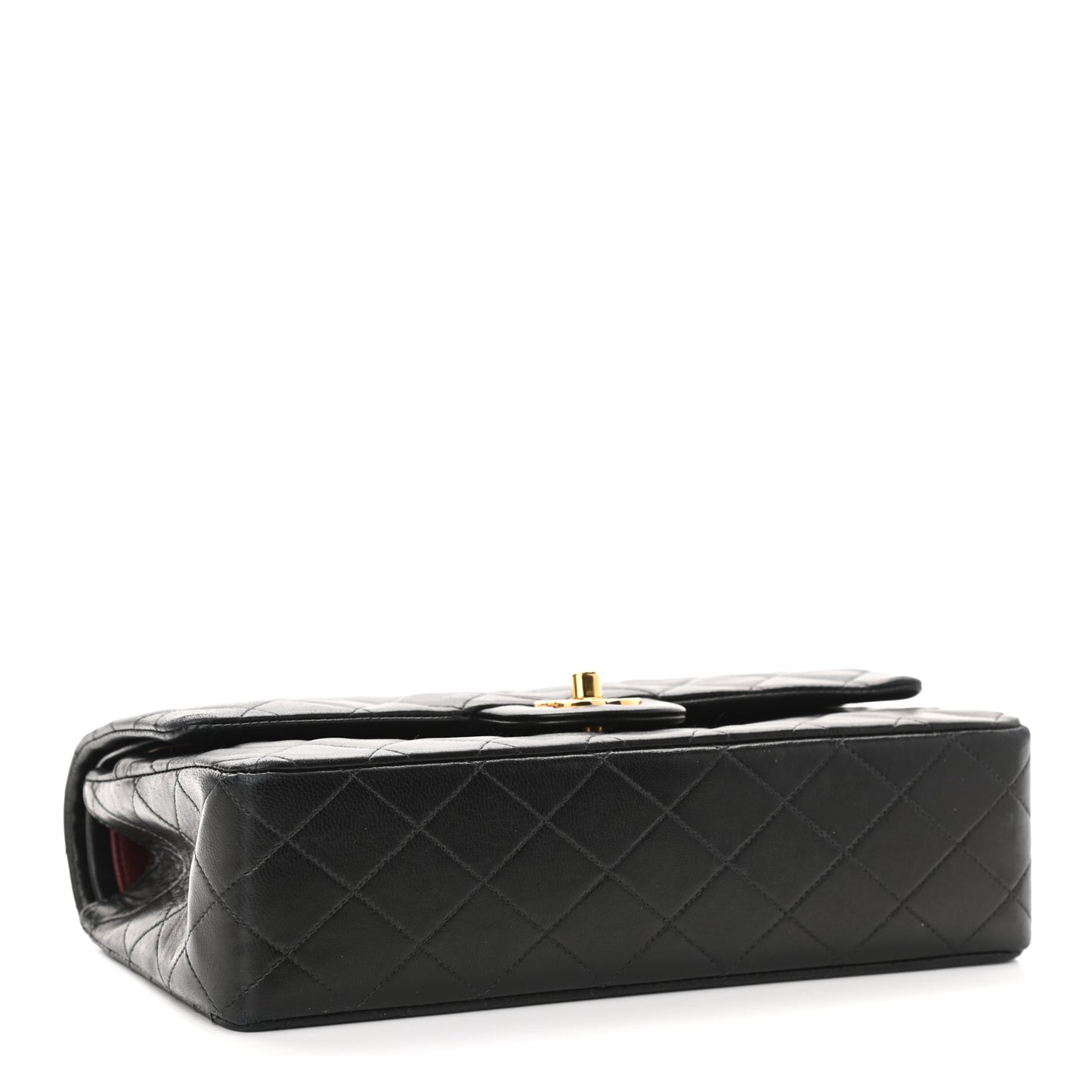Lambskin Quilted Medium Double Flap Black