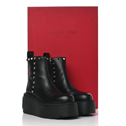 Valentino Garavani Calfskin Rockstud VLOGO Uniqueform Chelsea 55/85mm Flatform Ankle Boots 39 Black 9 of 9