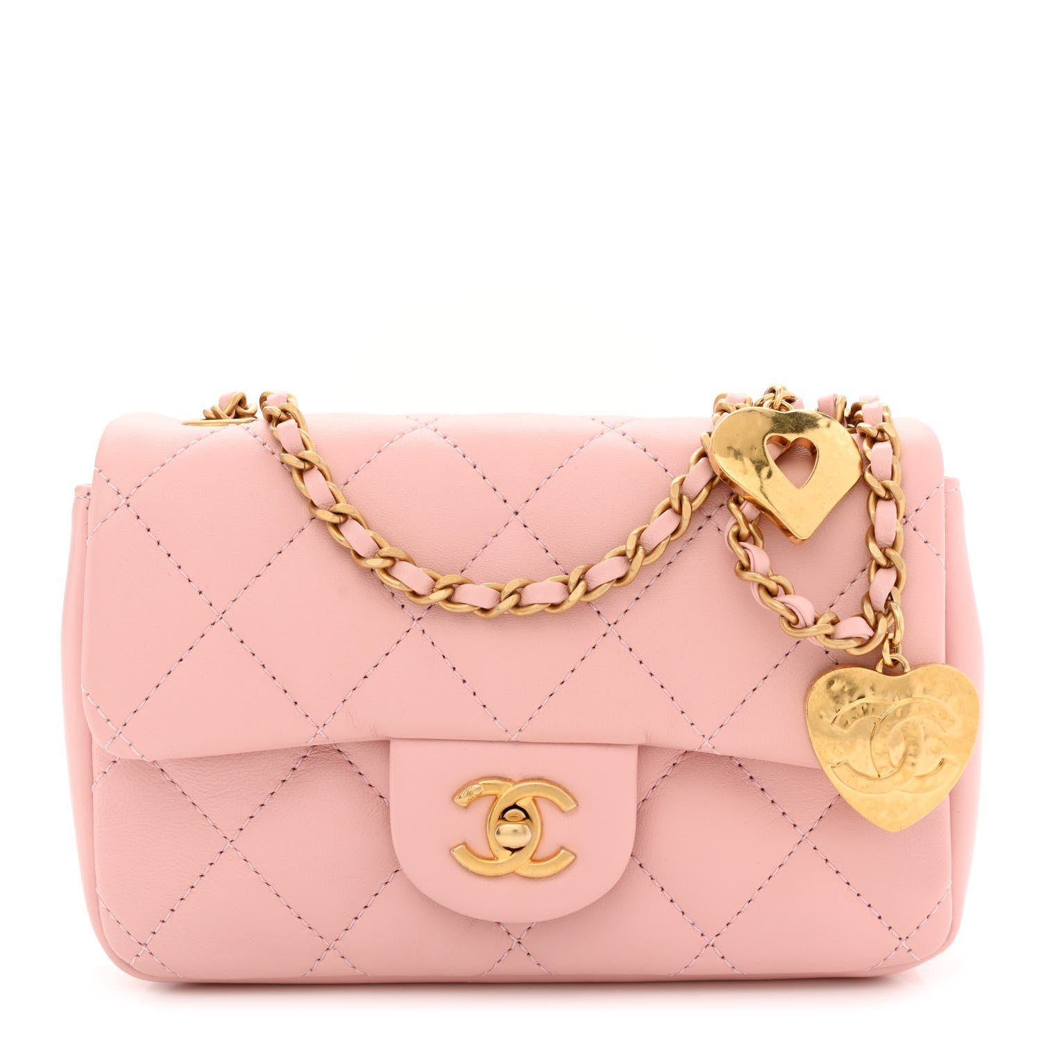 Chanel Lambskin Quilted Mini Heart Charms Flap Light Pink 1 of 10