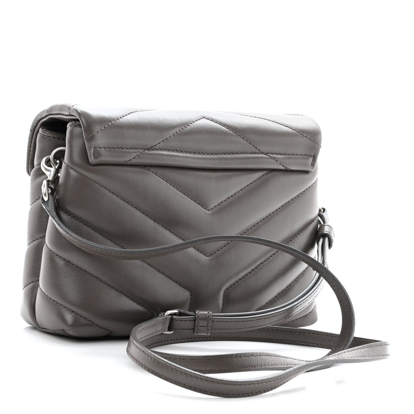 Calfskin Y Quilted Monogram Toy Loulou Crossbody Bag Grey Kaki