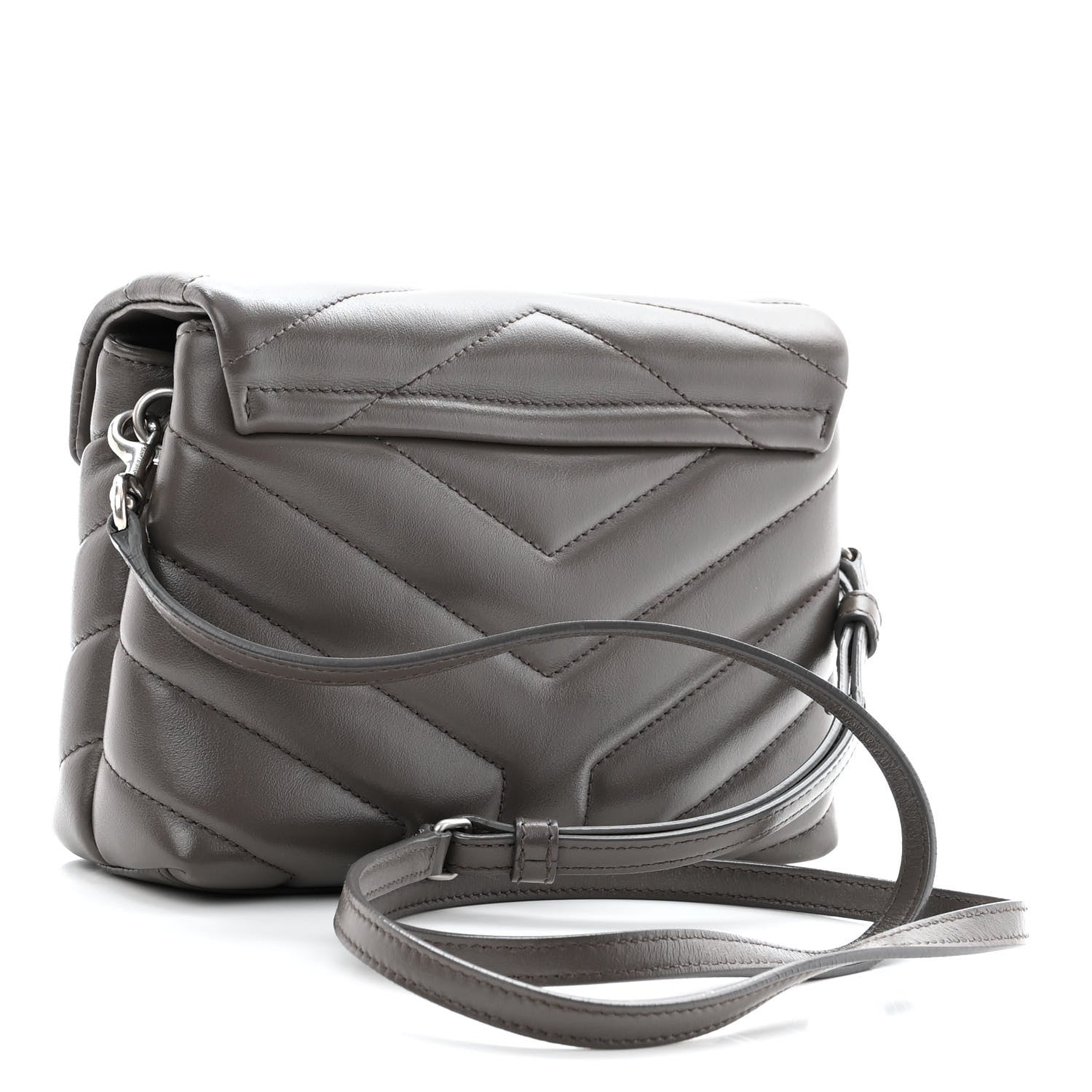 Saint Laurent Calfskin Y Quilted Monogram Toy Loulou Crossbody Bag Grey Kaki 3 of 10