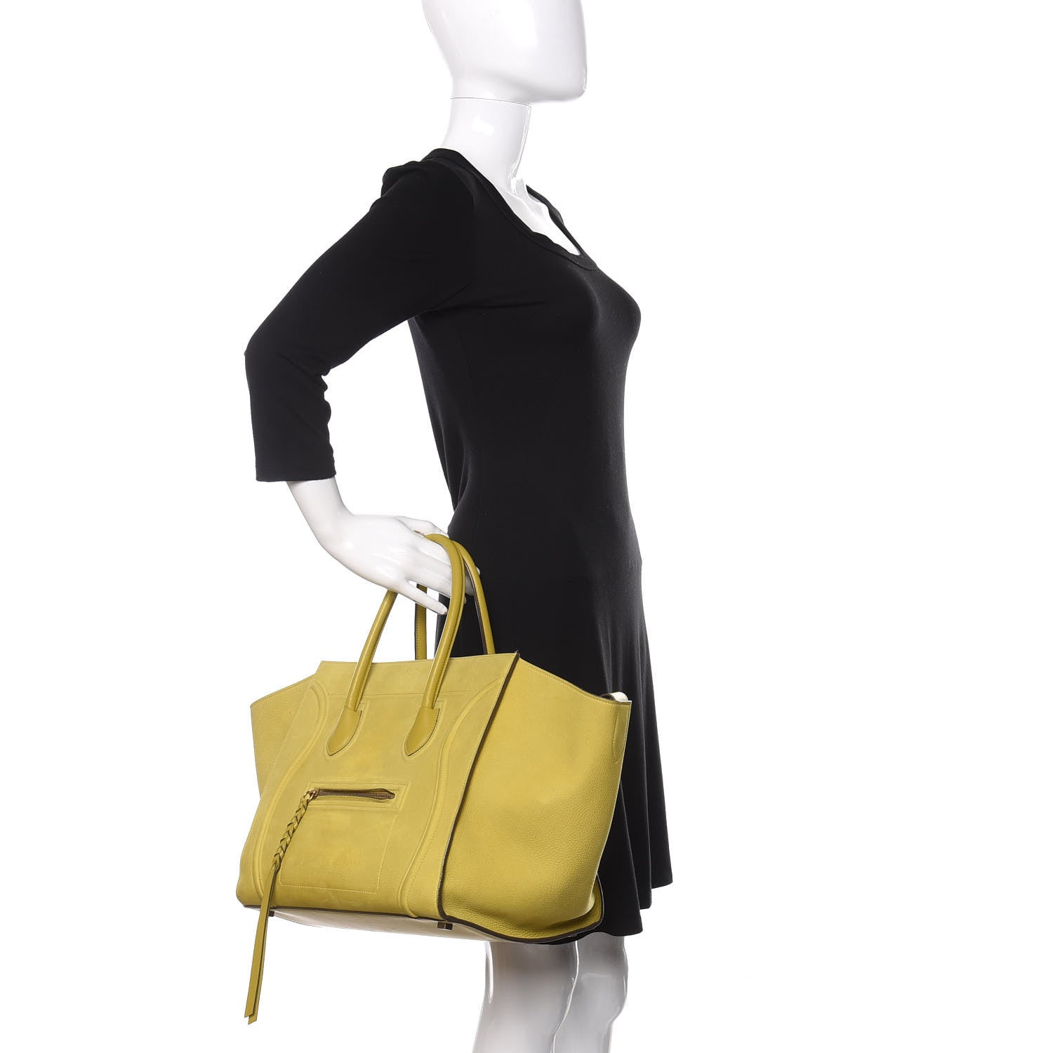 Celine Nubuck Medium Phantom Luggage Chartreuse 2 of 16