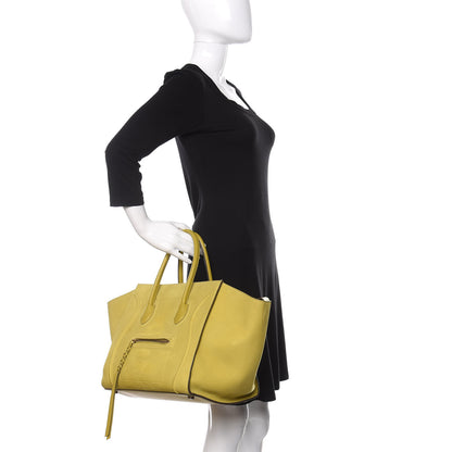 Celine Nubuck Medium Phantom Luggage Chartreuse 2 of 16
