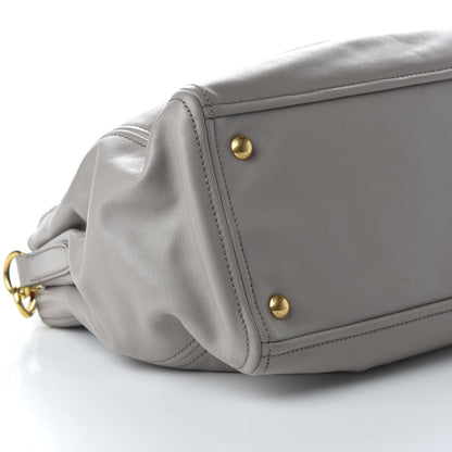 Prada Soft Calfskin Double Zip Shoulder Bag Pomice 7 of 10