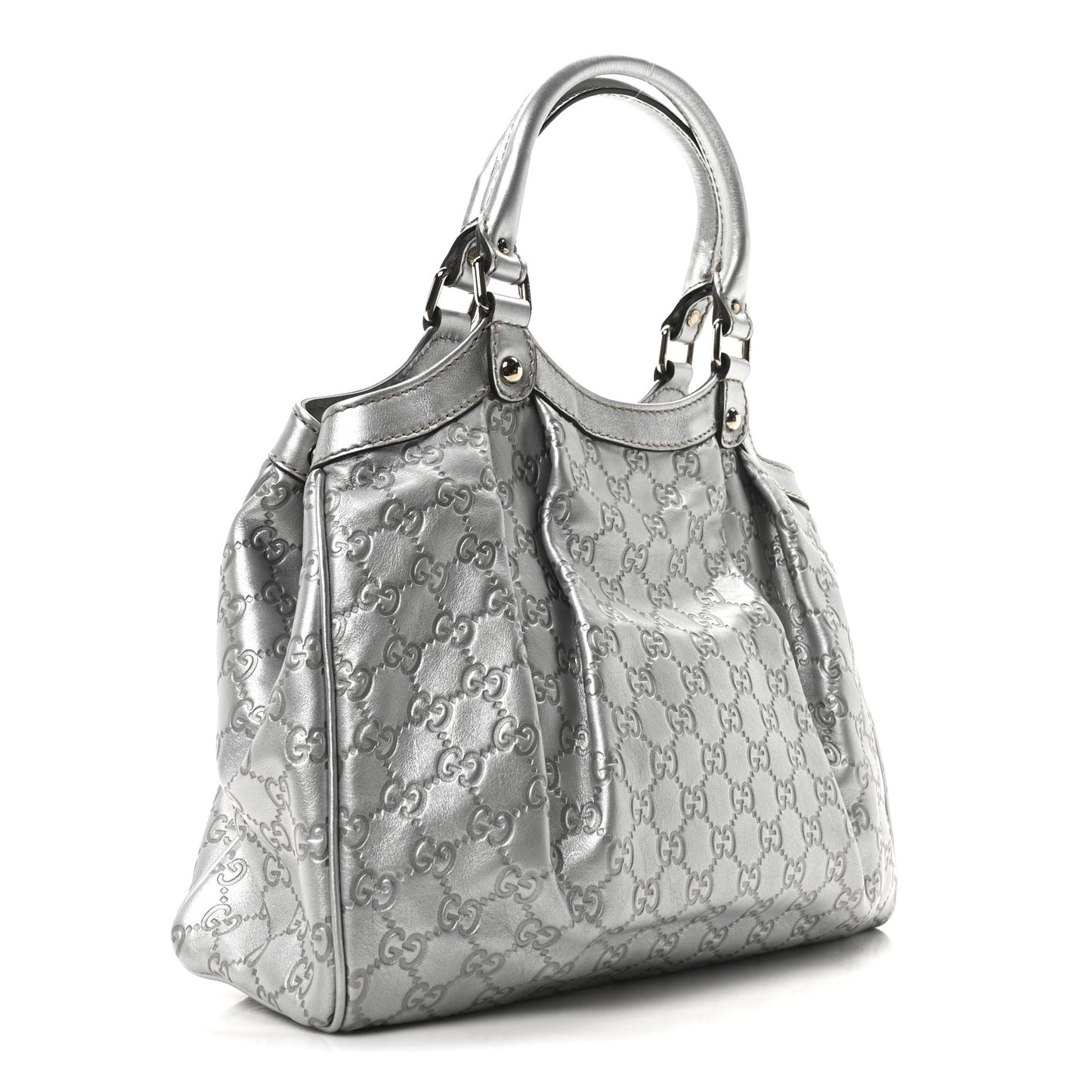 Guccissima Medium Sukey Tote Silver