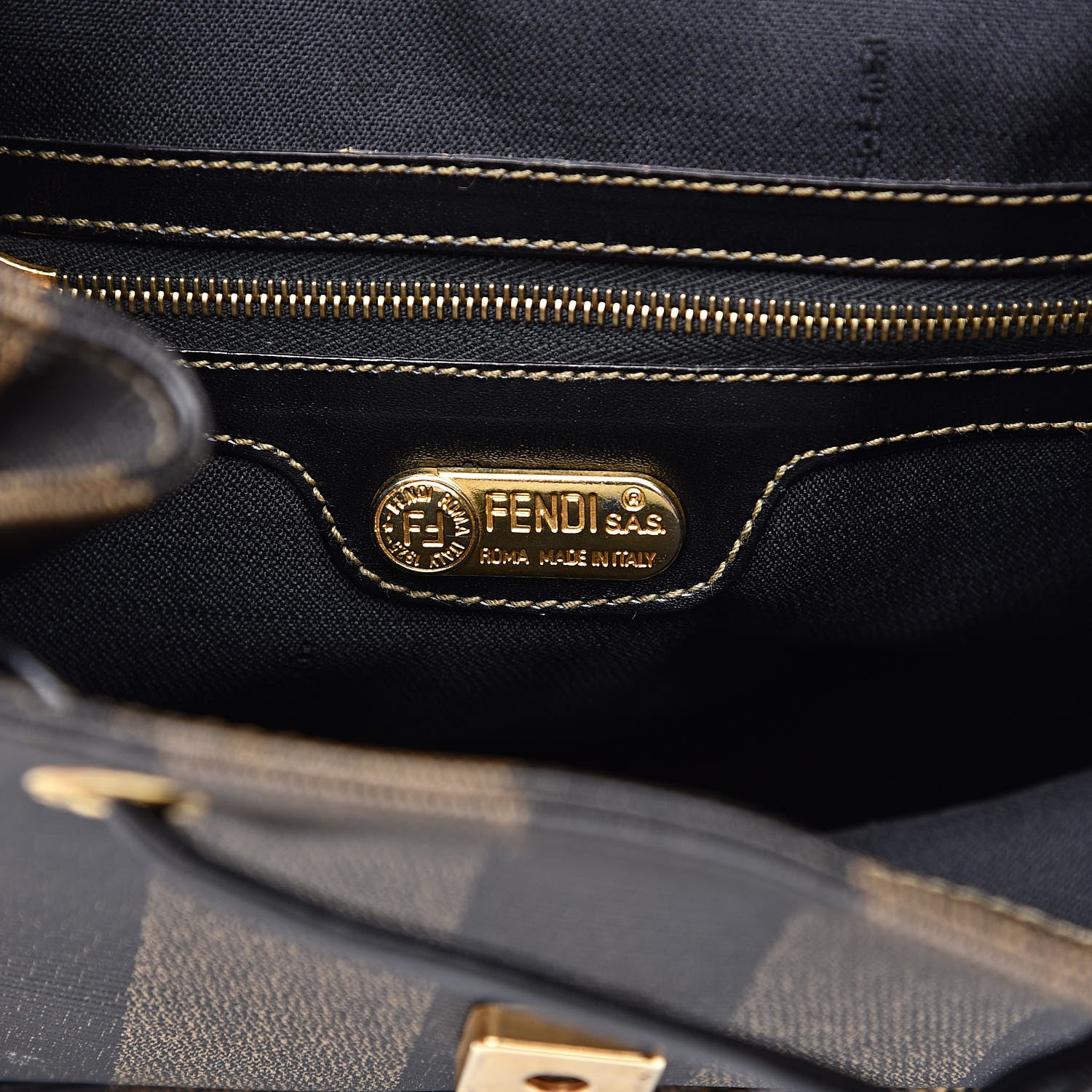Fendi Coated Canvas Pequin Drawstring Backpack Tobacco 6 of 10
