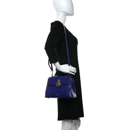 Mulberry Shiny Croc Calfskin Embossed Small Seaton Cobalt Blue 2 of 8