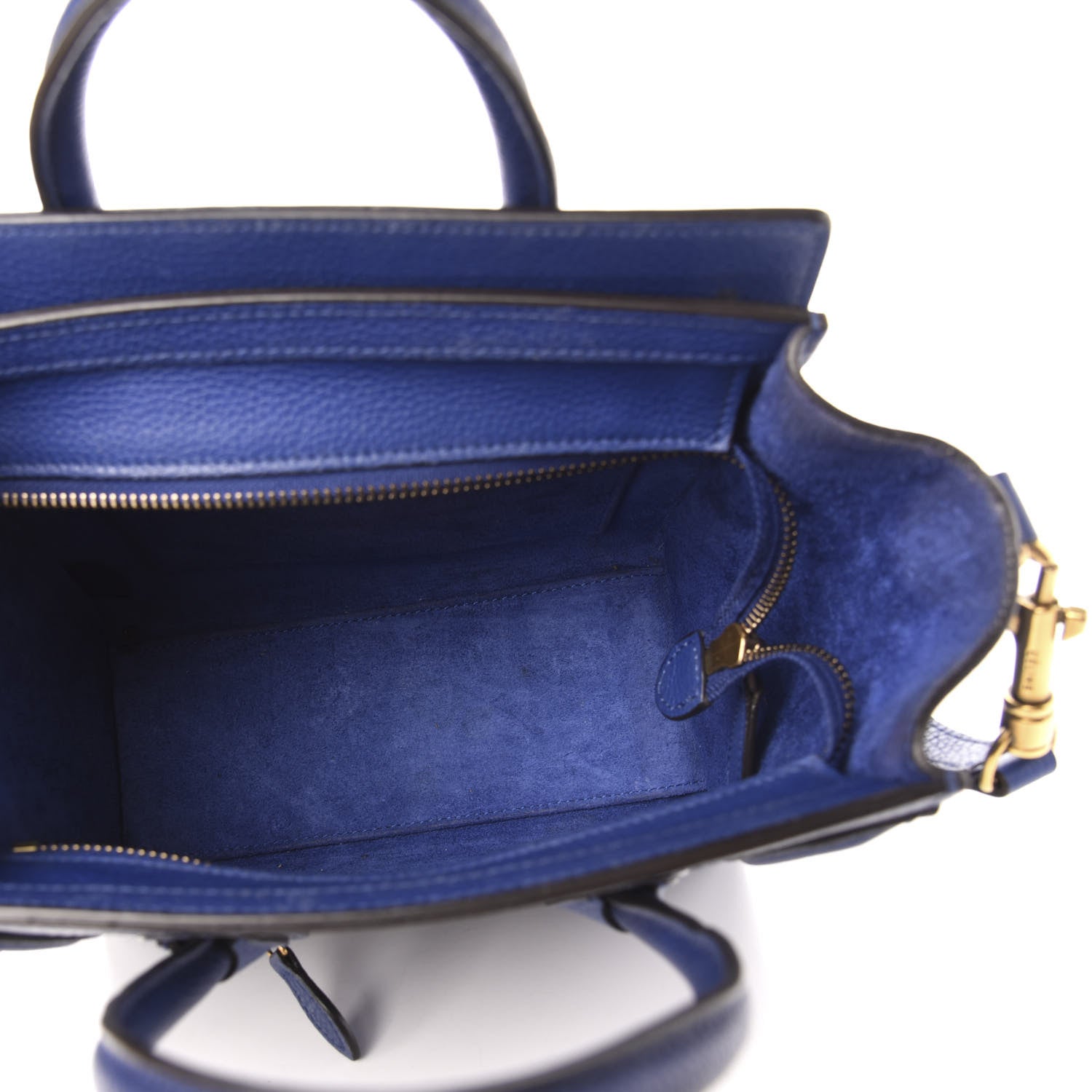Celine Drummed Calfskin Nano Luggage Indigo 5 of 9