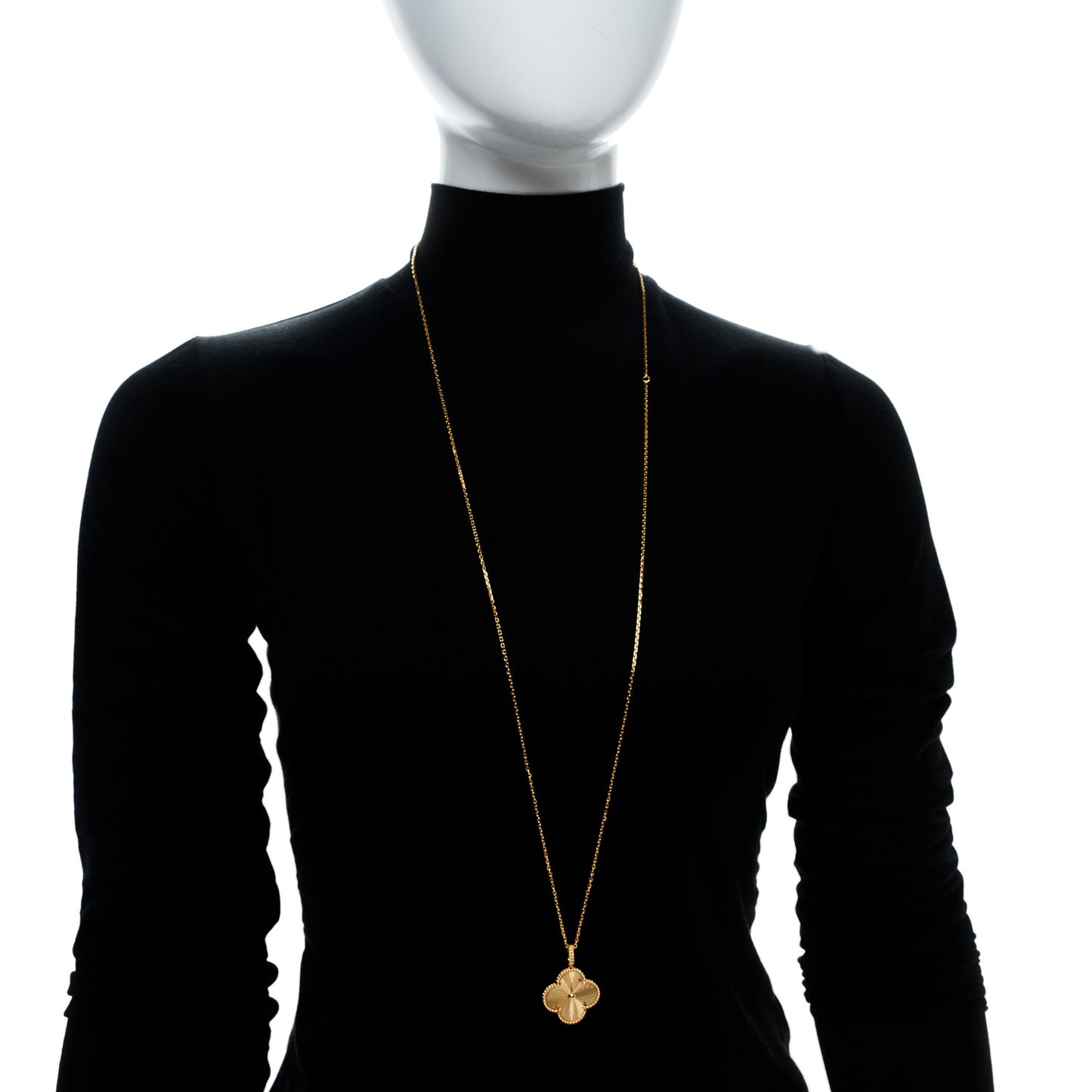 18K Yellow Gold Guilloche Magic Alhambra Long Necklace