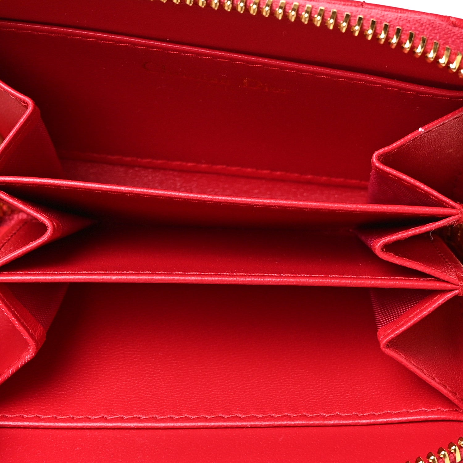 Christian Dior Lambskin Cannage Mini Caro Zipped Pouch Raspberry 4 of 7