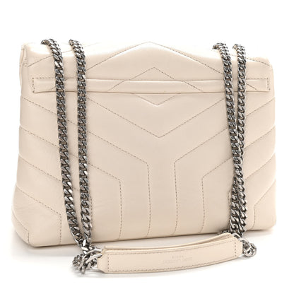 Saint Laurent Calfskin Y Quilted Monogram Small Loulou Chain Satchel Ivory 3 of 16