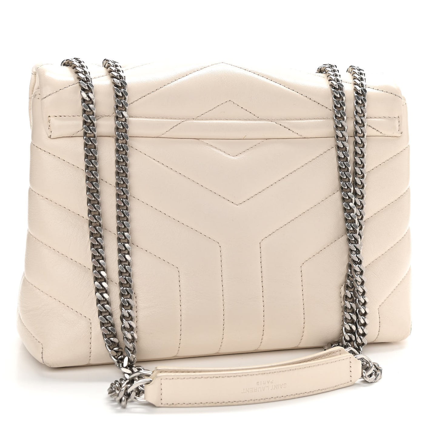 Calfskin Y Quilted Monogram Small Loulou Chain Satchel Ivory