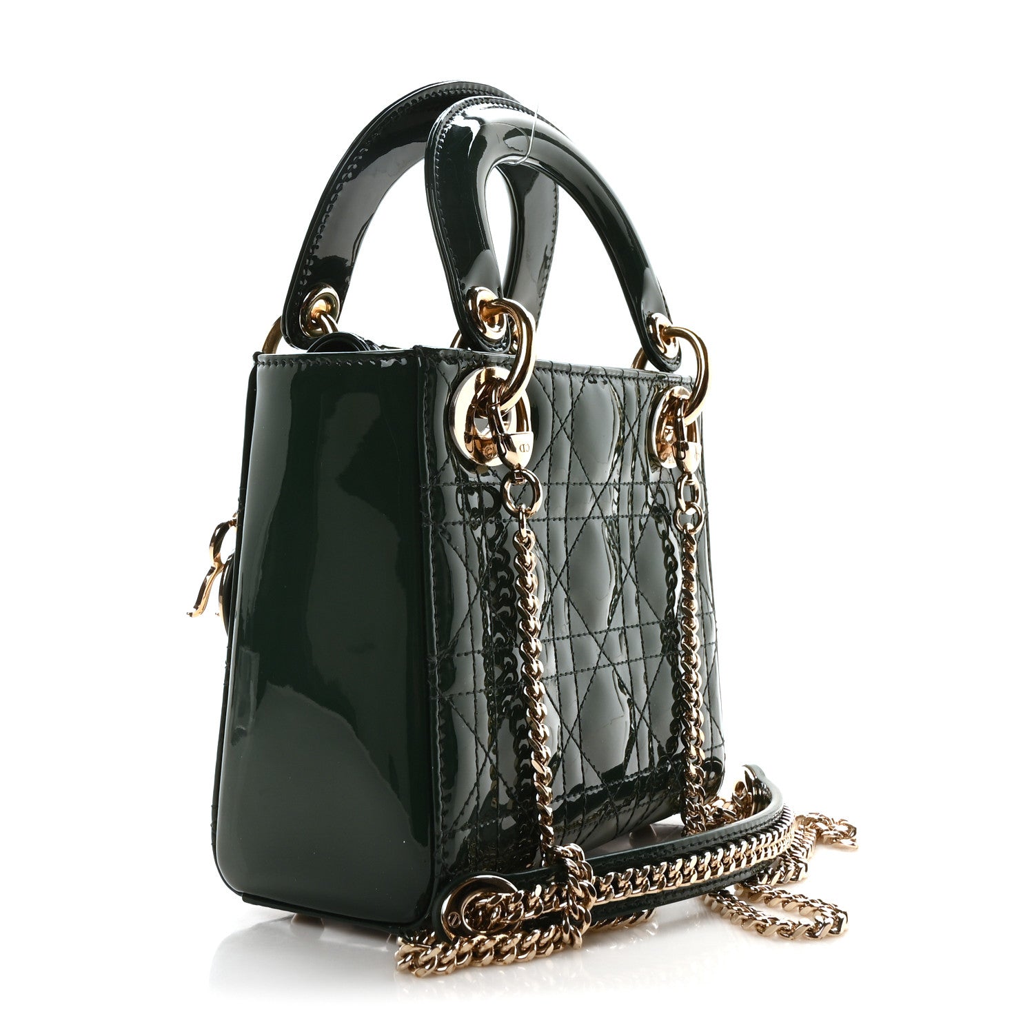 Christian Dior Patent Cannage Mini Lady Dior Pine Green 3 of 11