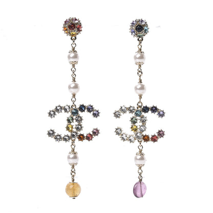 Chanel Crystal Pearl Over The Rainbow CC Long Drop Earrings Multicolor 1 of 5