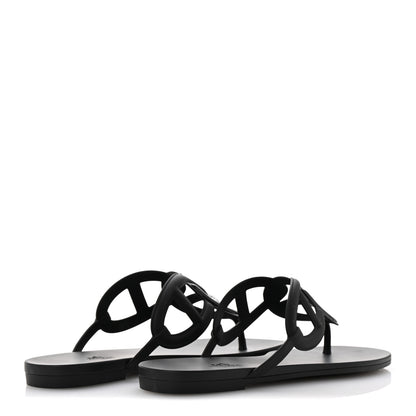 Hermes Rubber Womens Egerie Sandals 41 Black 5 of 9