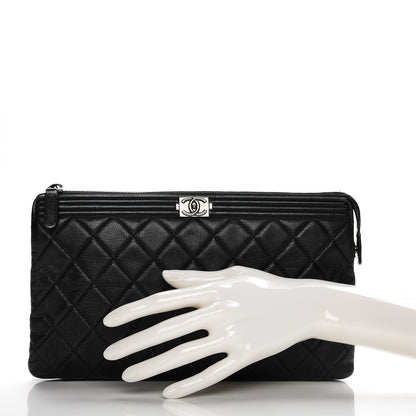 Chanel Calfskin Quilted Small Zipped Boy Pouch Black 2 of 12