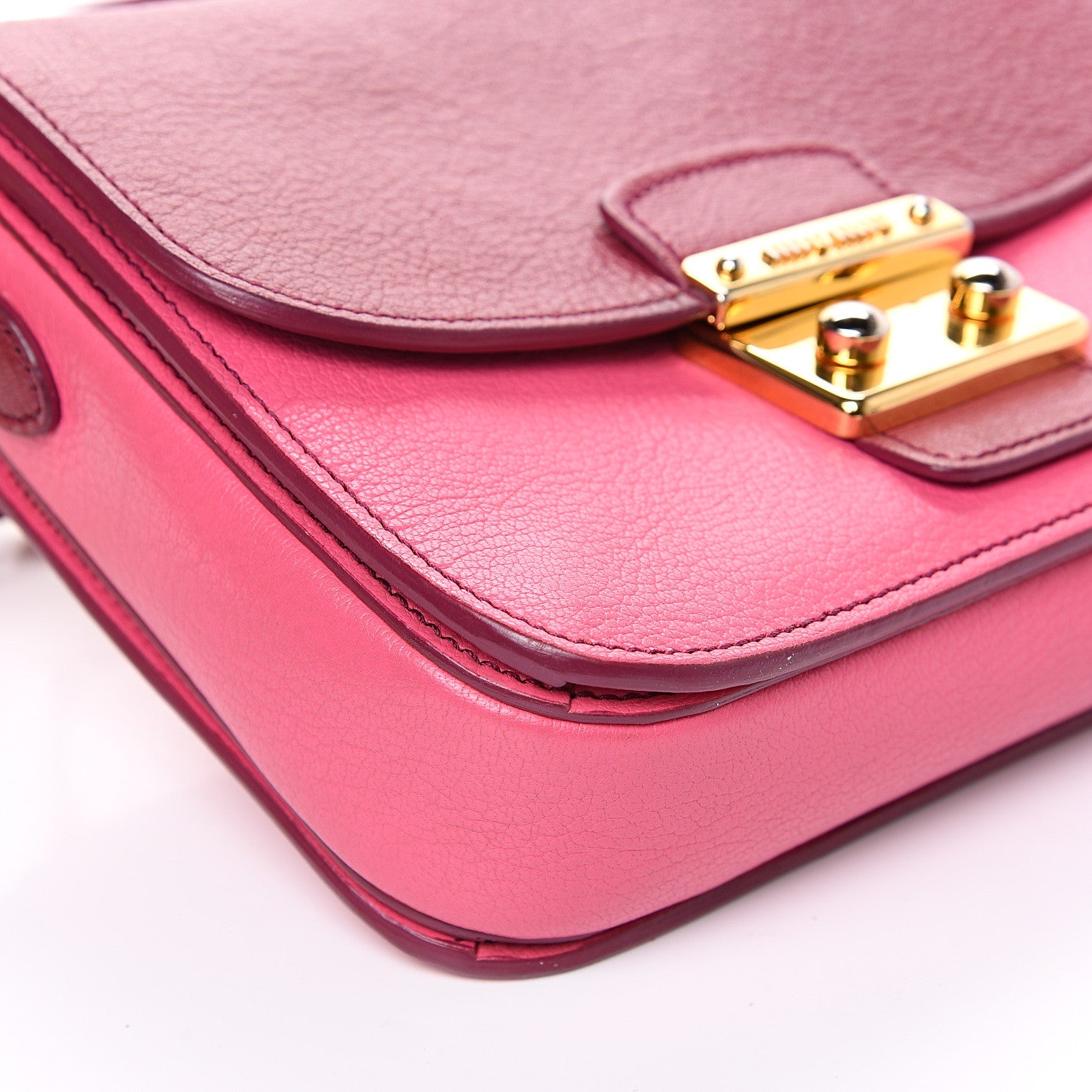 Miu Miu Goatskin Madras Shoulder Bag Rosa Peonia 6 of 12