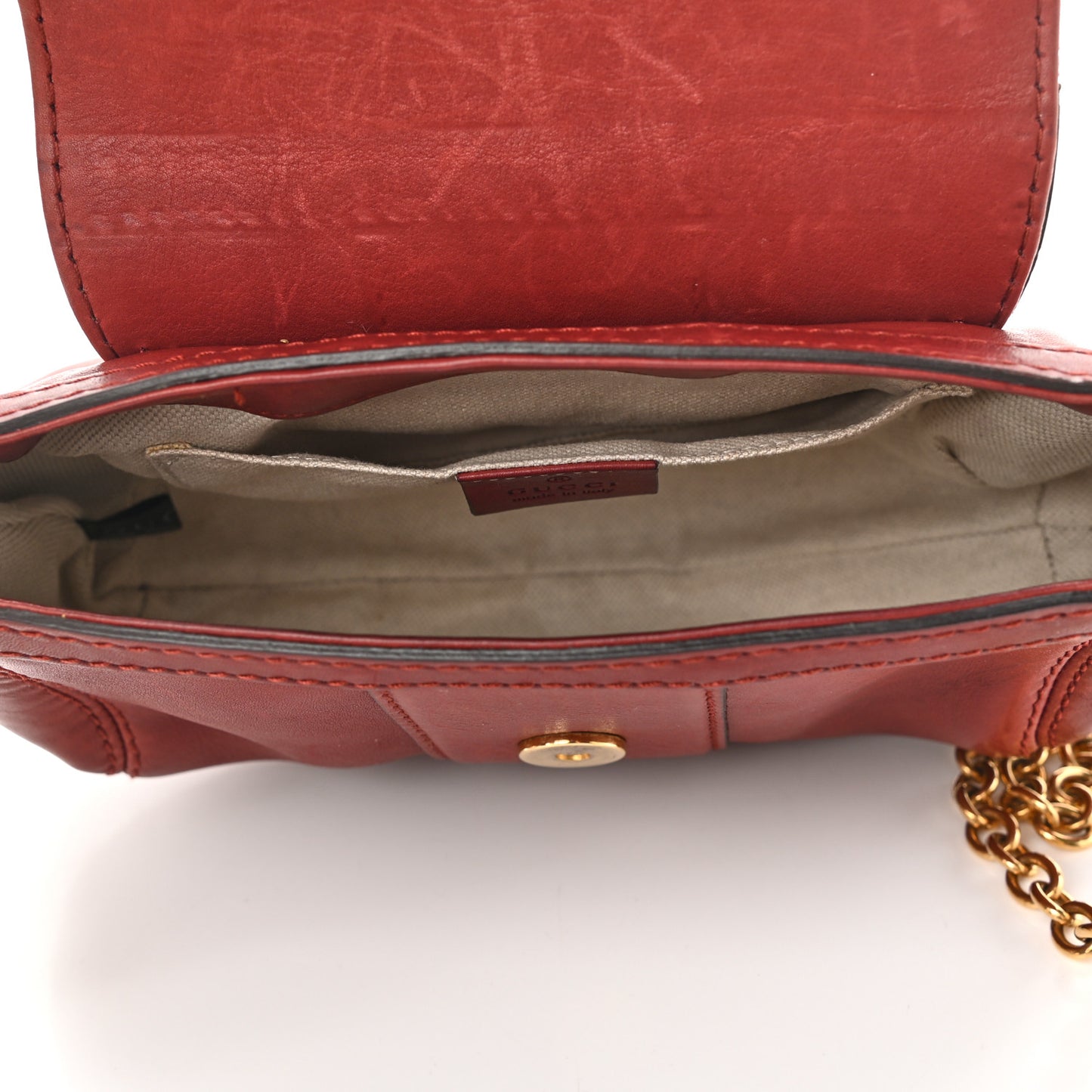 Calfskin Raccoon Tail Small Smilla Chain Bag Red