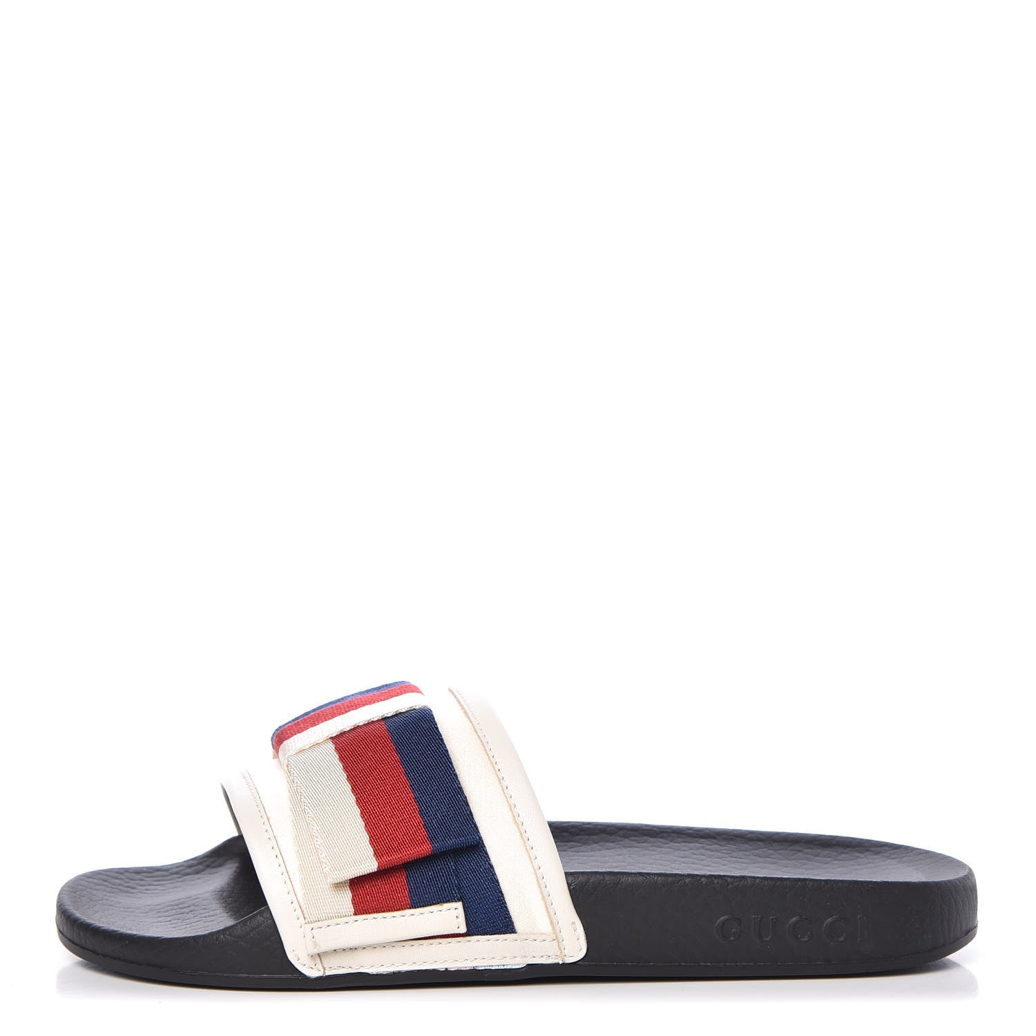 Gucci Satin Web Sylvie Bow Slide Sandals 37 White 1 of 9