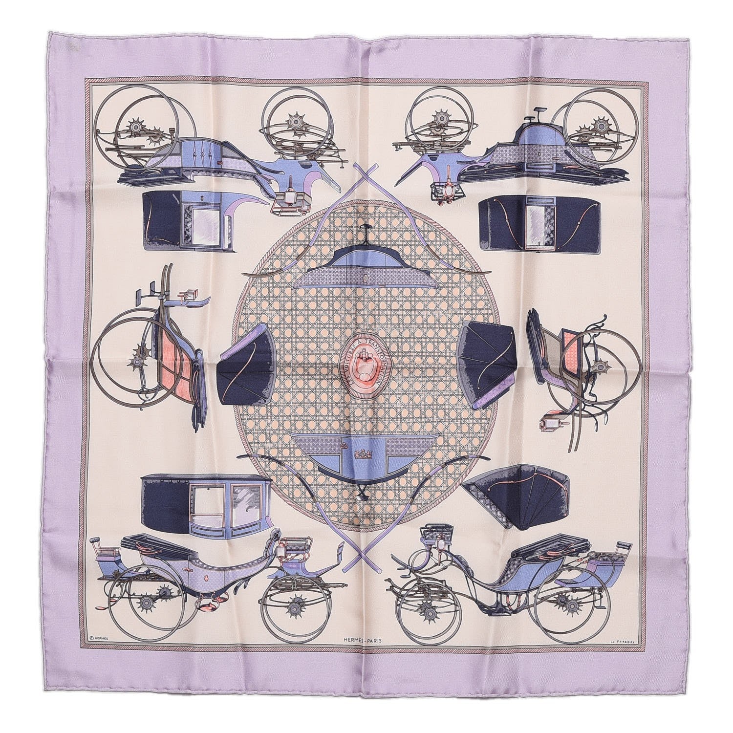 Hermes Les Voitures à Transformation Pocket Square Scarf 1 of 4