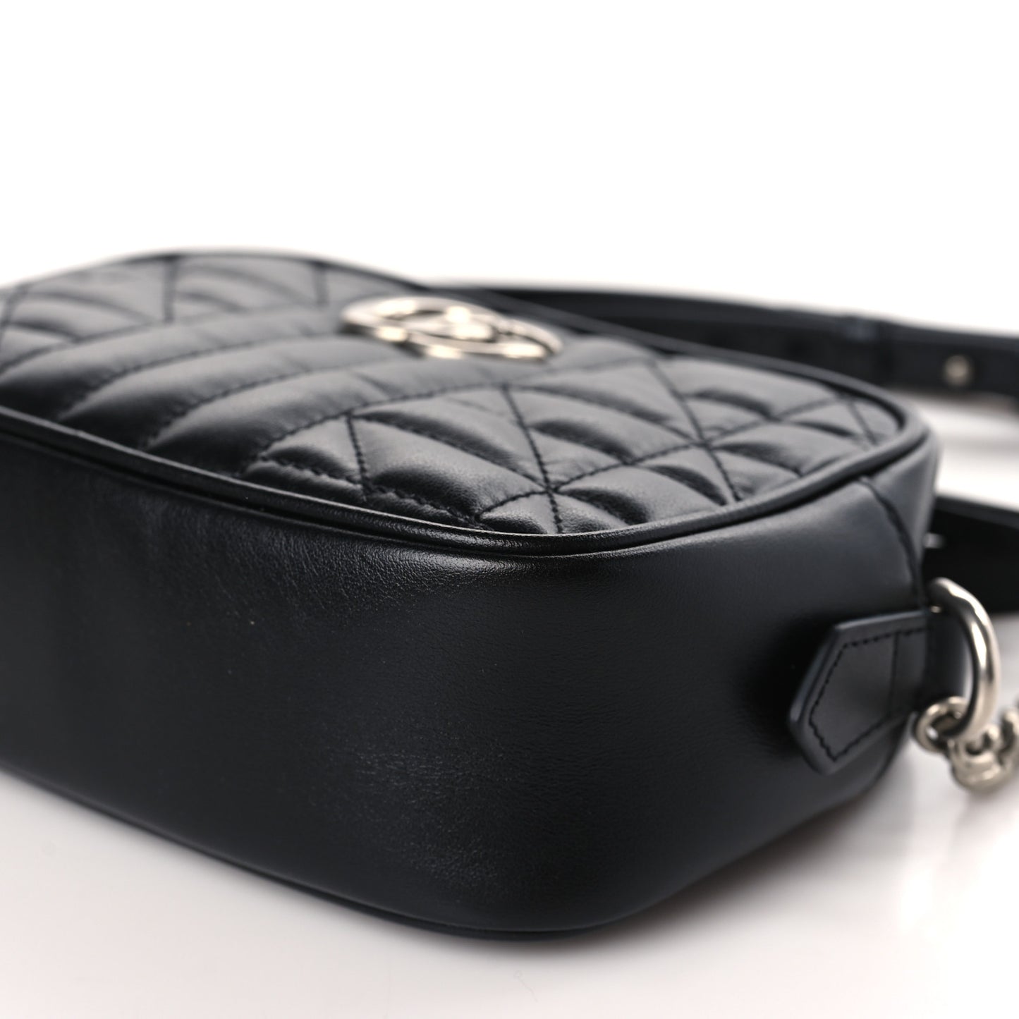 Calfskin Matelasse Aria Mini GG Marmont Chain Shoulder Bag Black