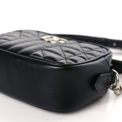 Gucci Calfskin Matelasse Aria Mini GG Marmont Chain Shoulder Bag Black 8 of 8